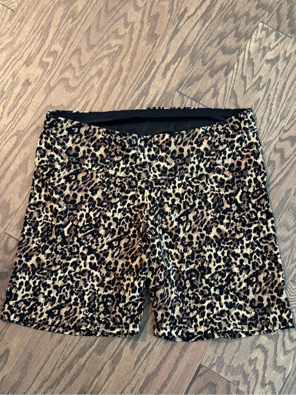 NWOT INC International Concepts Leopard Print Bike Shorts - Black & Brown